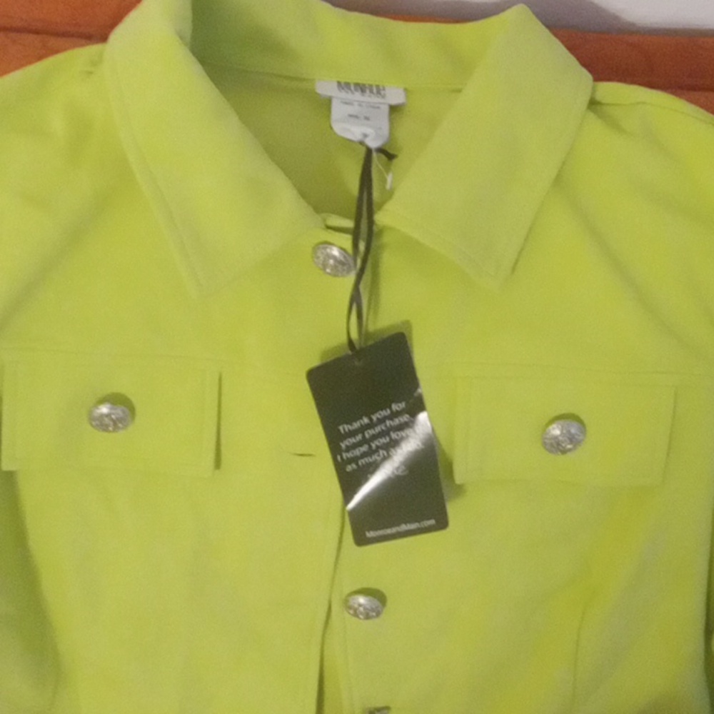 NWT MONROE & MAIN Women’s Lime Green Button-Front Jacket - Picture 2 of 7